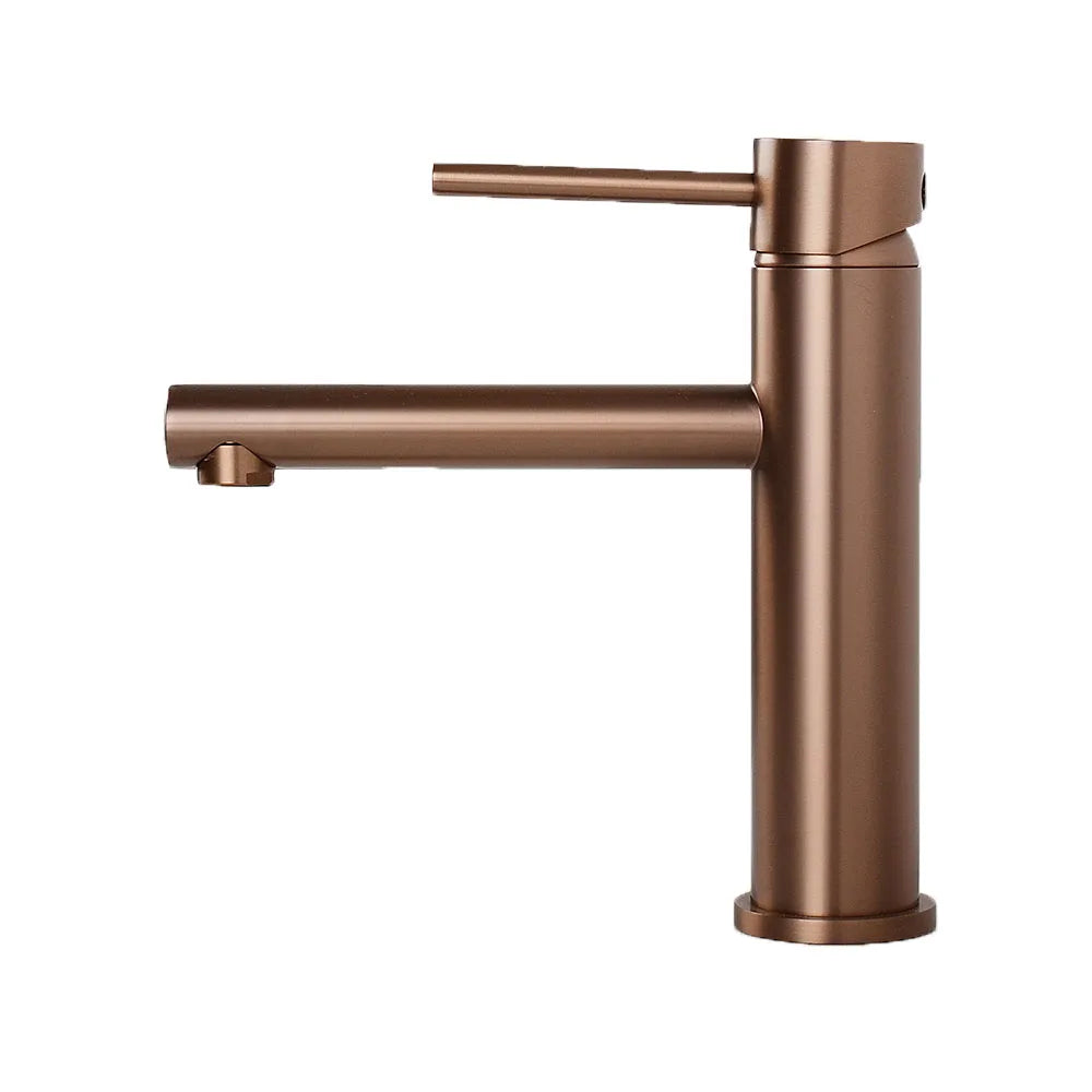 Brushed Rose Gold Bathroom Washbasin Faucet Deck Mounted Single Hole & Handle Cold And Hot Mixer Water Tap