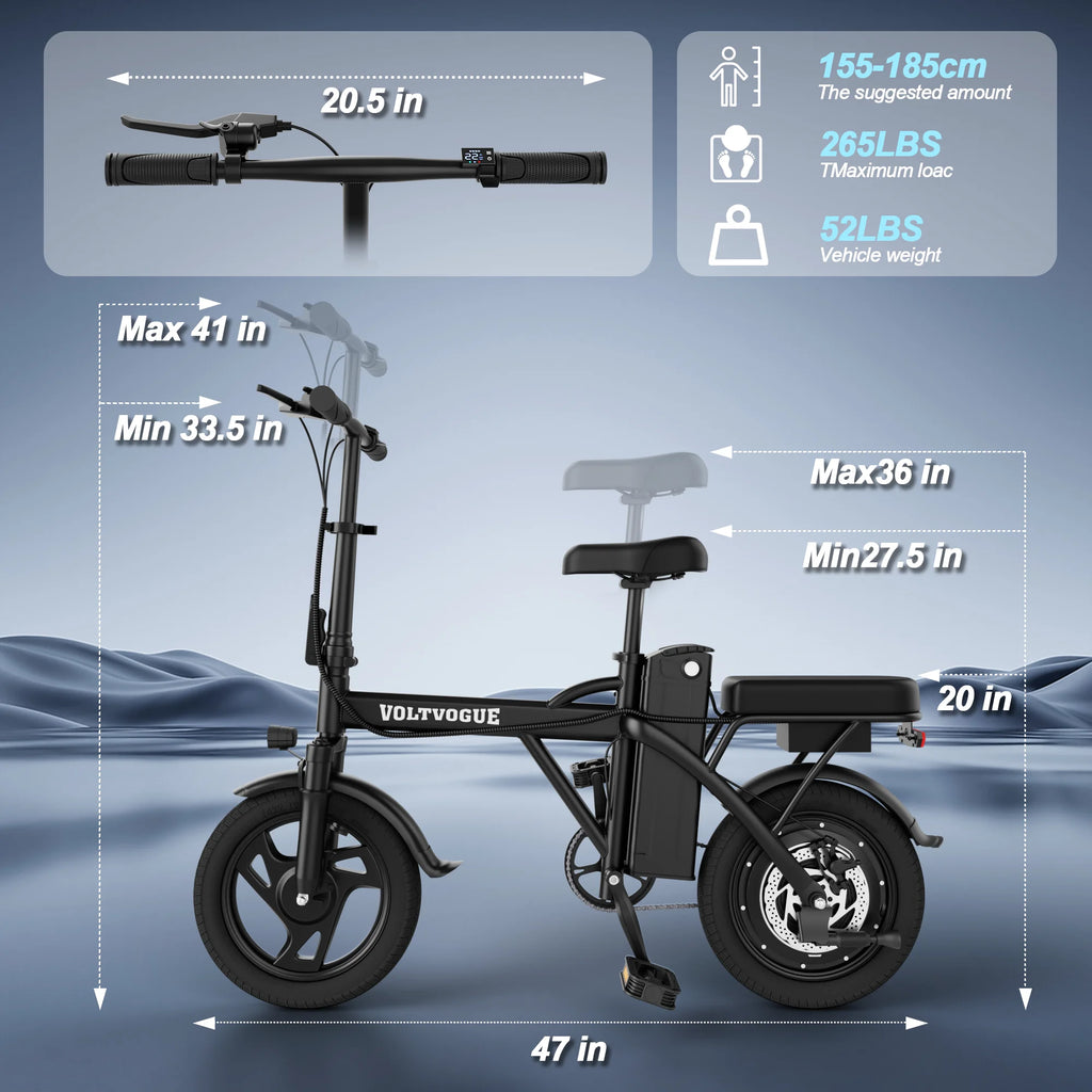 EU Stock 500W 48V 9Ah Foldable Electric Bike 22MPH 40Miles 14inch All-Terrain E-Bike for Adults Commuter City Bicycle with Suspension, Fast 3-7 Days Delivery, 365 Days Warranty, Ideal for Daily Travel